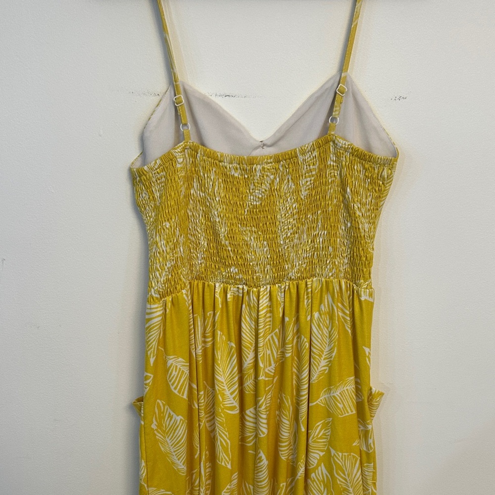 Sunny Yellow Leaf Print Midi Dress - Picture 5 of 5